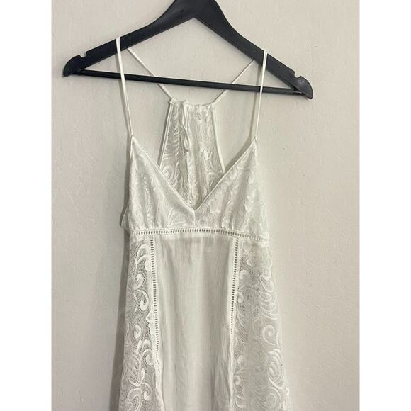 Linea Donatella S Lace Mini Slip Dress Flower Child Chemise Cover Up Babydoll - Picture 3 of 9